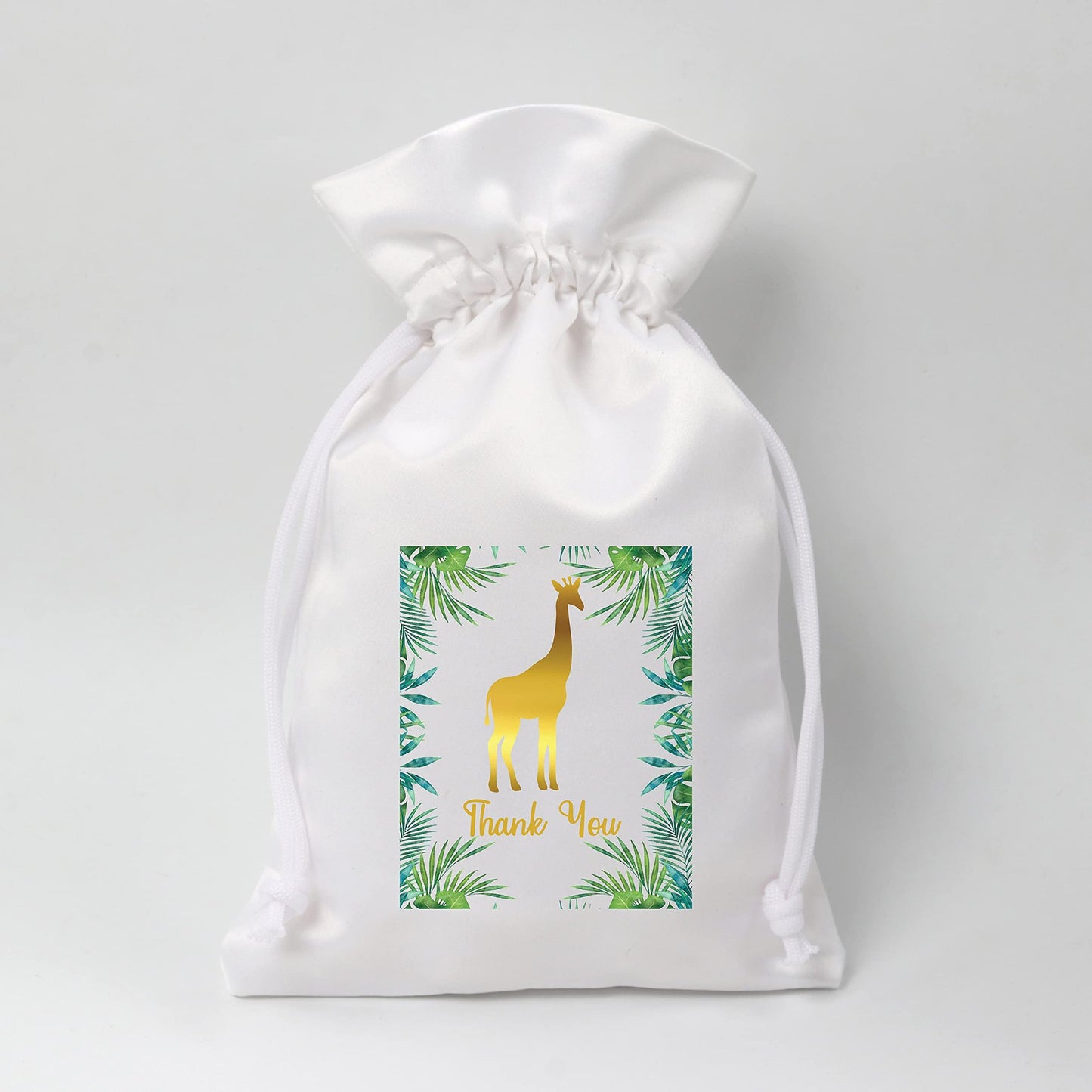 Jungle Safari Goody Bags - Kids Birthday Party Favors - Zoo Theme Decorations - Return Gifts for Guests - Satin Bags Set of 10 - Bulk Pack 5x7