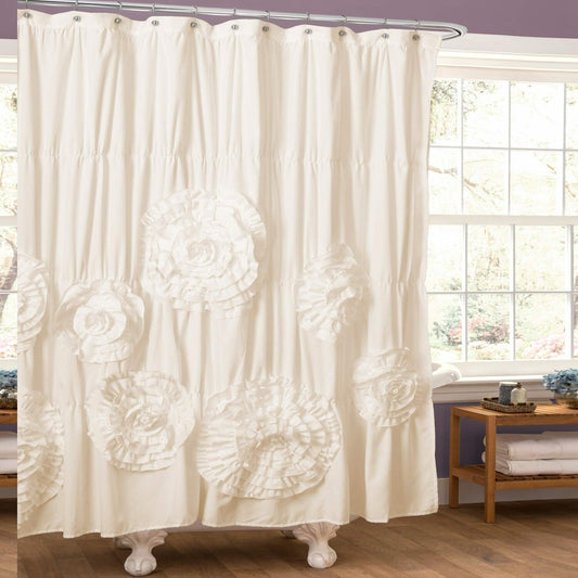 Ruffle Shower Curtain Ivory 72x72