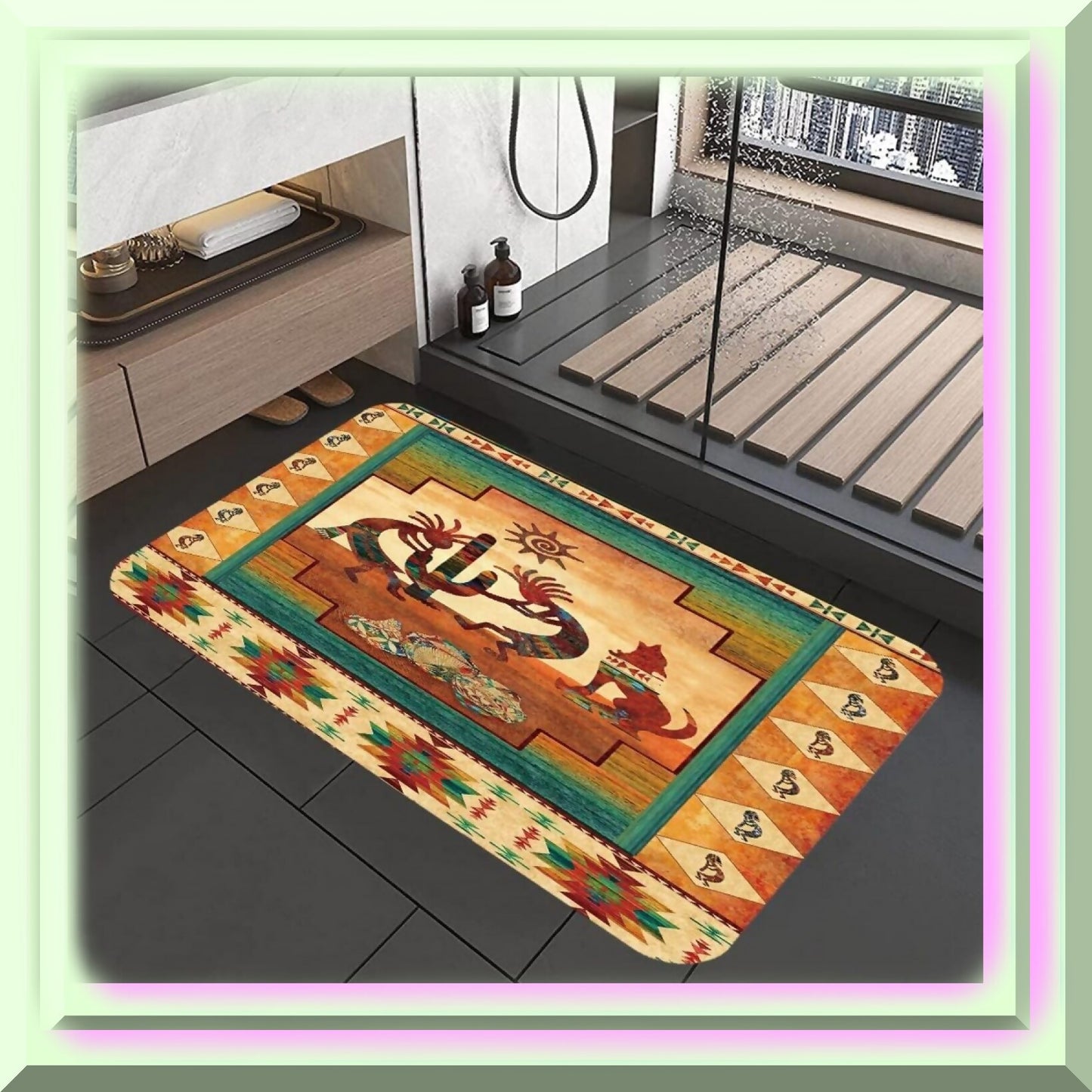 Western Bathroom Rug 17x29 Inches Coral Velvet