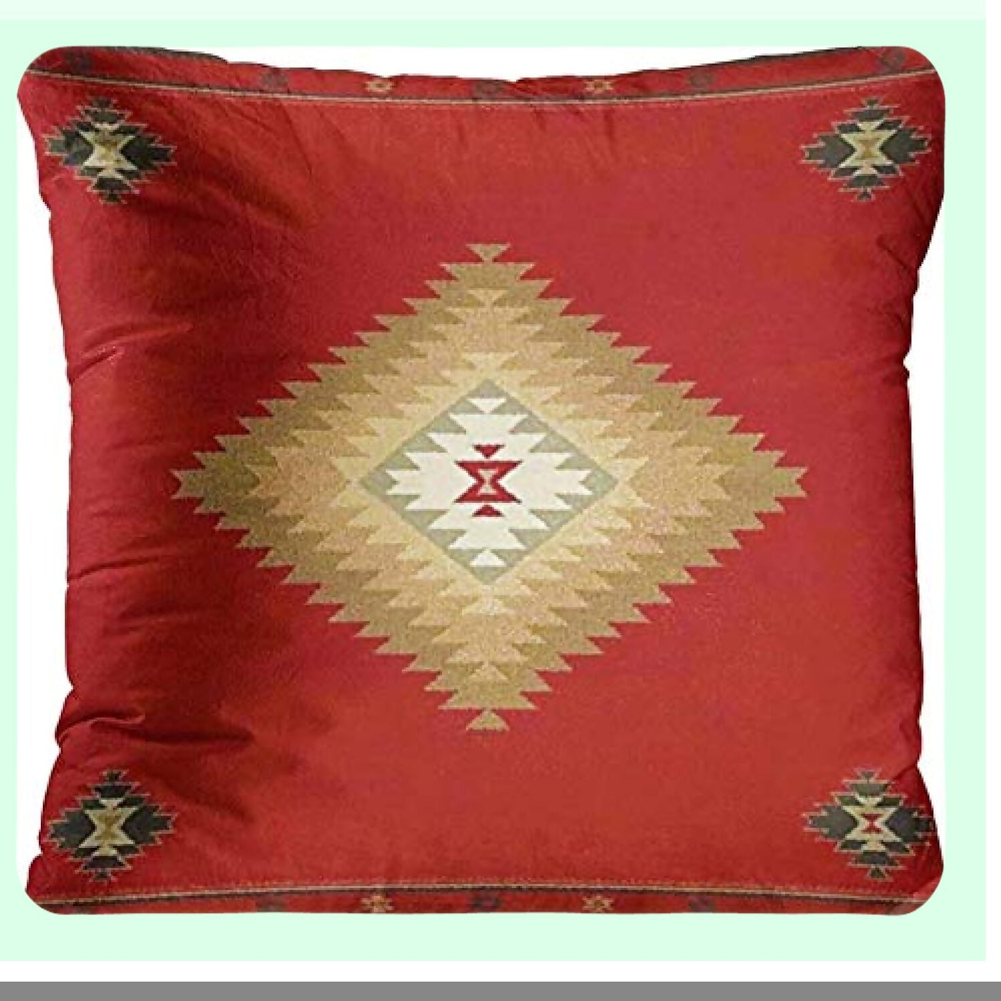Southwest Geometric Red Tribal Pillow Covers - Set of 4 | Country Decorative Square 26x26 Inches Pillowcases | Home Cultural Hue Western Decor