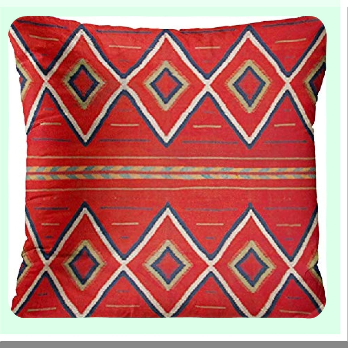 Southwest Geometric Red Tribal Pillow Covers - Set of 4 | Country Decorative Square 26x26 Inches Pillowcases | Home Cultural Hue Western Decor