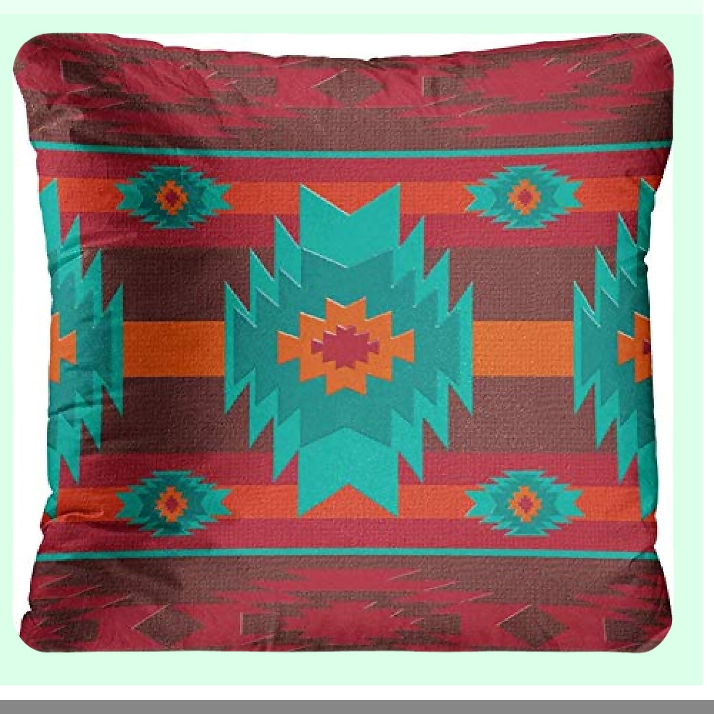 Southwest Geometric Red Tribal Pillow Covers - Set of 4 | Country Decorative Square 26x26 Inches Pillowcases | Home Cultural Hue Western Decor