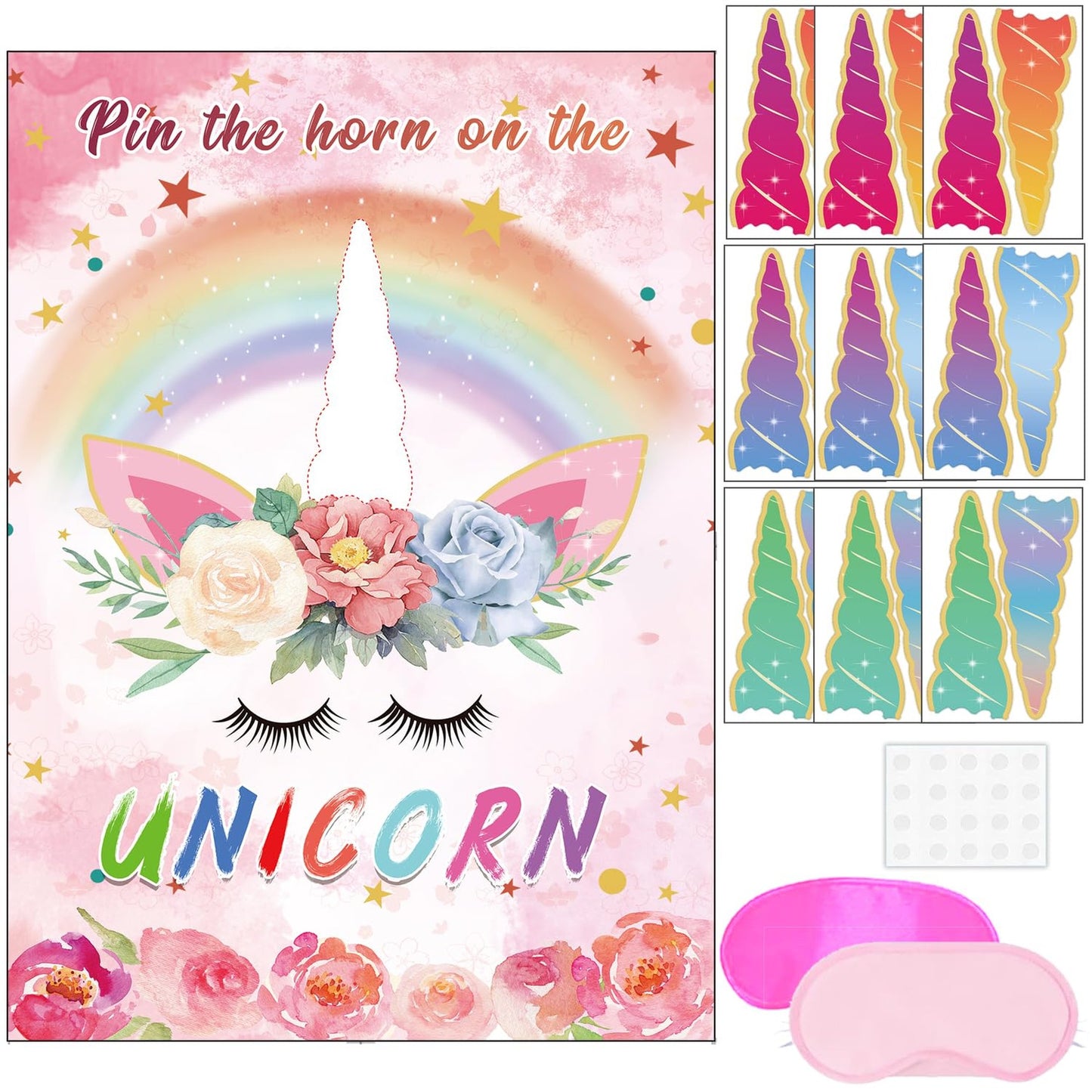 Unicorn Party Game for Kids with Poster and Stickers