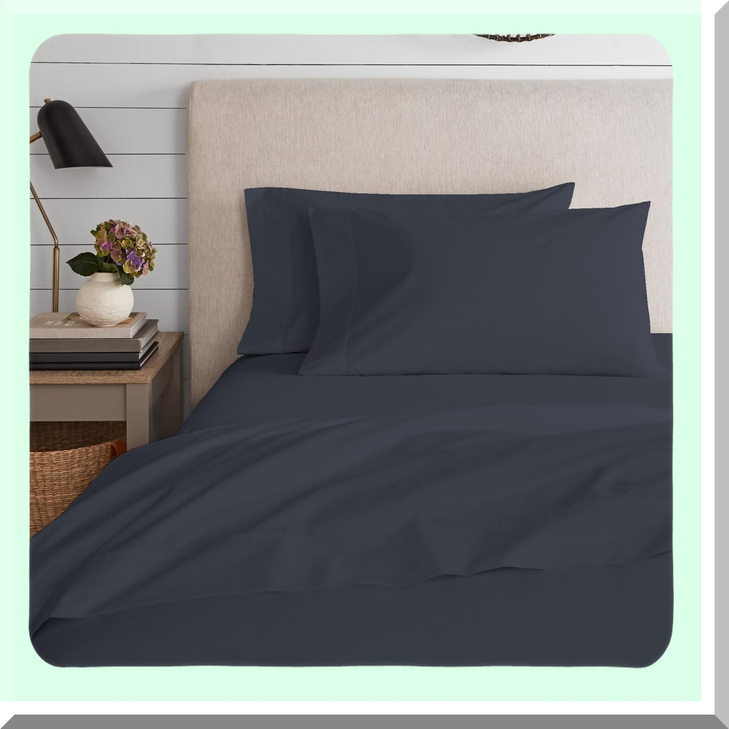 Midnight Navy Jersey Queen Bed Sheet Set - All Season 4Pc Knitted Bedding with Deep Pocket, Wrinkle Resistant Easy Care Sheets for Queen Size Bed