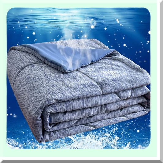 Arctic Chill Cooling Comforter - Cold Tech Fabric, Summer Blanket for Hot Sleepers - Twin Size Blue 60'' x 80'' - Machine Washable - Absorbs Body Heat to Keep Cool