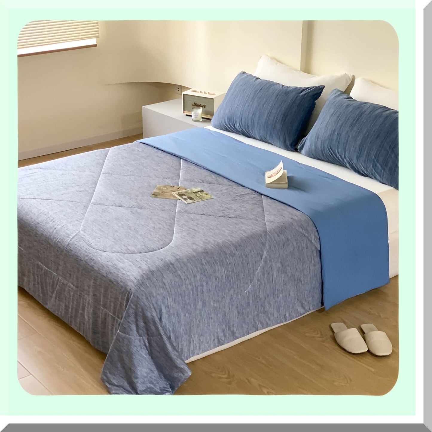 Arctic Chill Cooling Comforter - Cold Tech Fabric, Summer Blanket for Hot Sleepers - Twin Size Blue 60'' x 80'' - Machine Washable - Absorbs Body Heat to Keep Cool