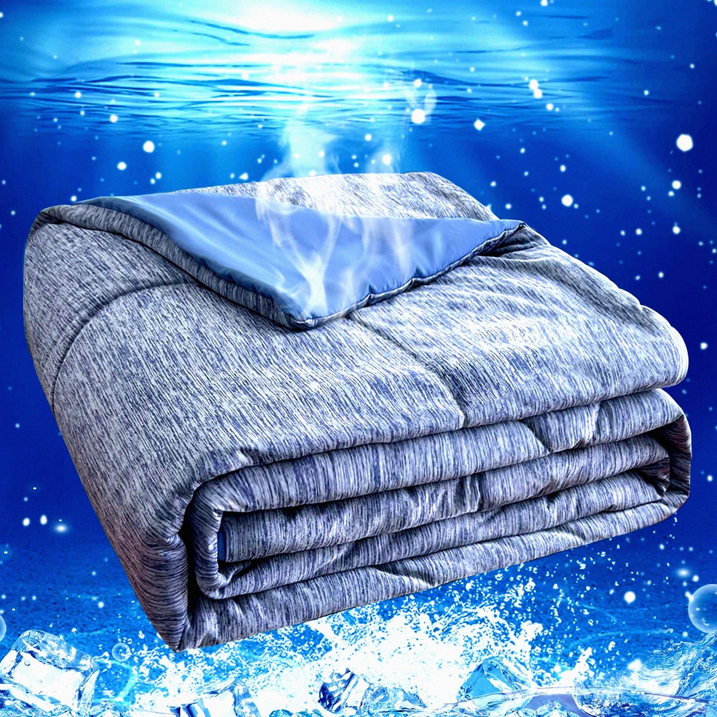 Arctic Chill Cooling Comforter - Cold Tech Fabric, Summer Blanket for Hot Sleepers - Twin Size Blue 60'' x 80'' - Machine Washable - Absorbs Body Heat to Keep Cool