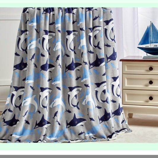 OceanDreams Ultra-Soft Shark Baby Blanket - Cozy 50" x 60" Blue & Grey Design"