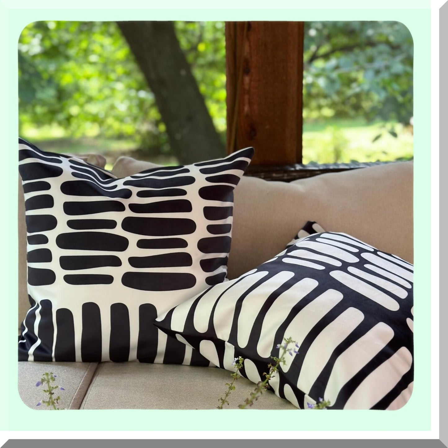 Boho Chic Velvet Throw Pillow Set - 18x18 Modern Abstract Cases - Textured Tufted & Printed Decorative Cushion Covers - Washable Indoor Outdoor Bedroom Couch Bed - Pack of 2