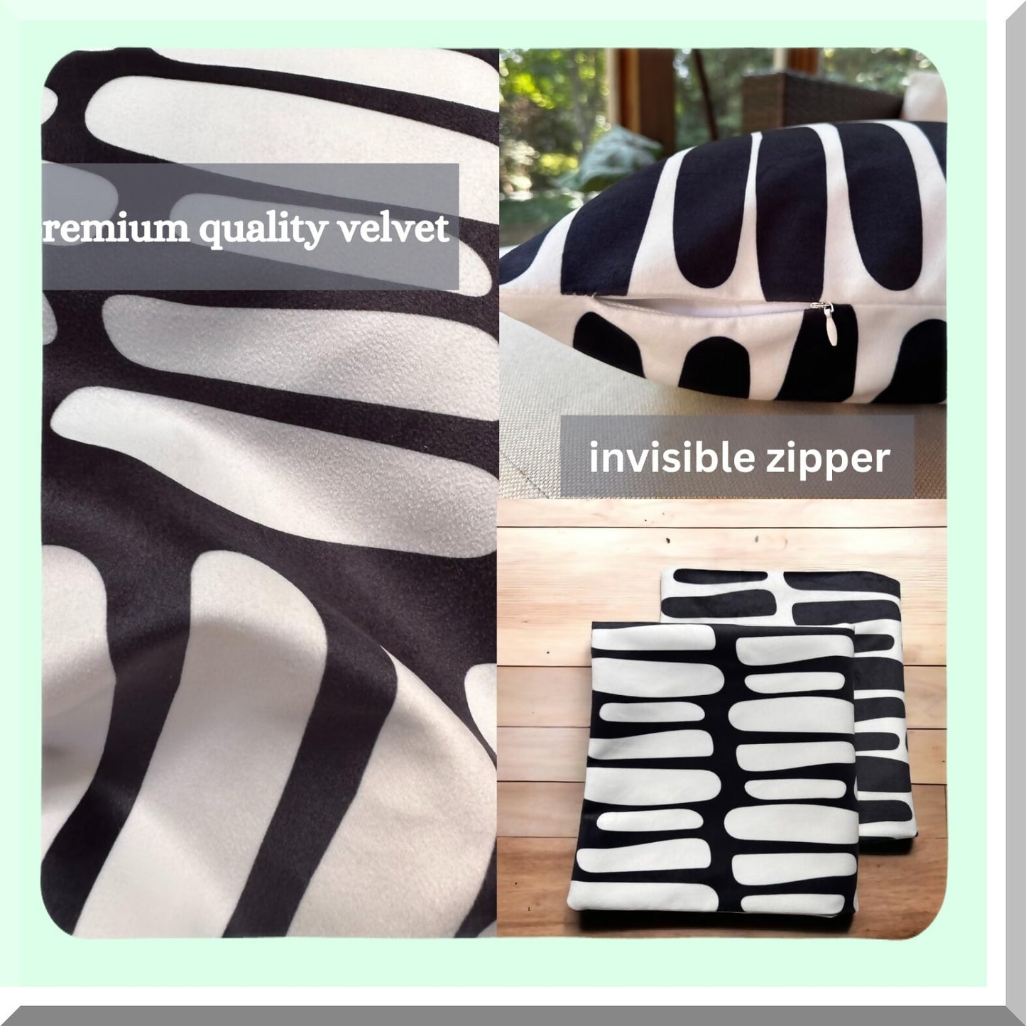 Boho Chic Velvet Throw Pillow Set - 18x18 Modern Abstract Cases - Textured Tufted & Printed Decorative Cushion Covers - Washable Indoor Outdoor Bedroom Couch Bed - Pack of 2