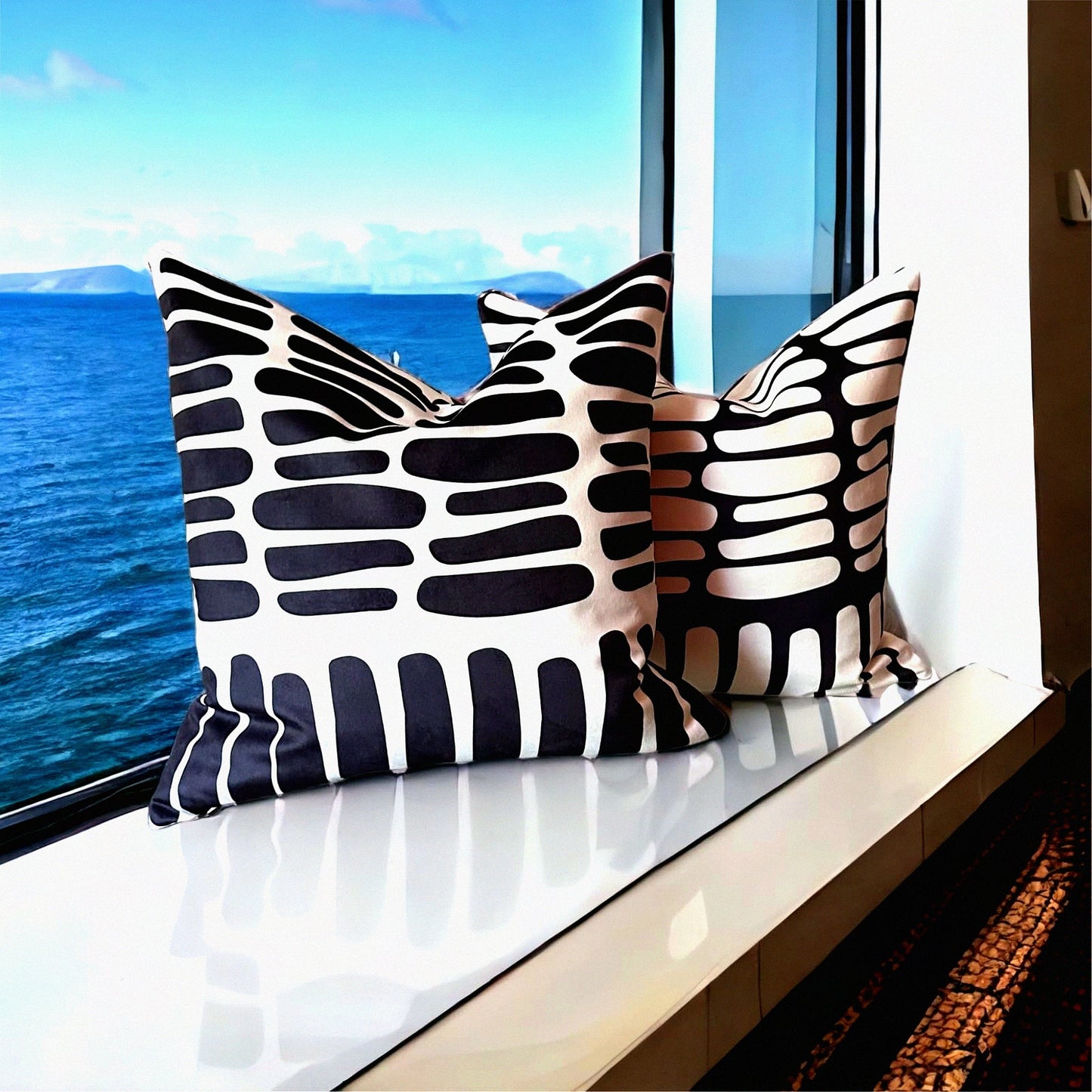 Boho Chic Velvet Throw Pillow Set - 18x18 Modern Abstract Cases - Textured Tufted & Printed Decorative Cushion Covers - Washable Indoor Outdoor Bedroom Couch Bed - Pack of 2