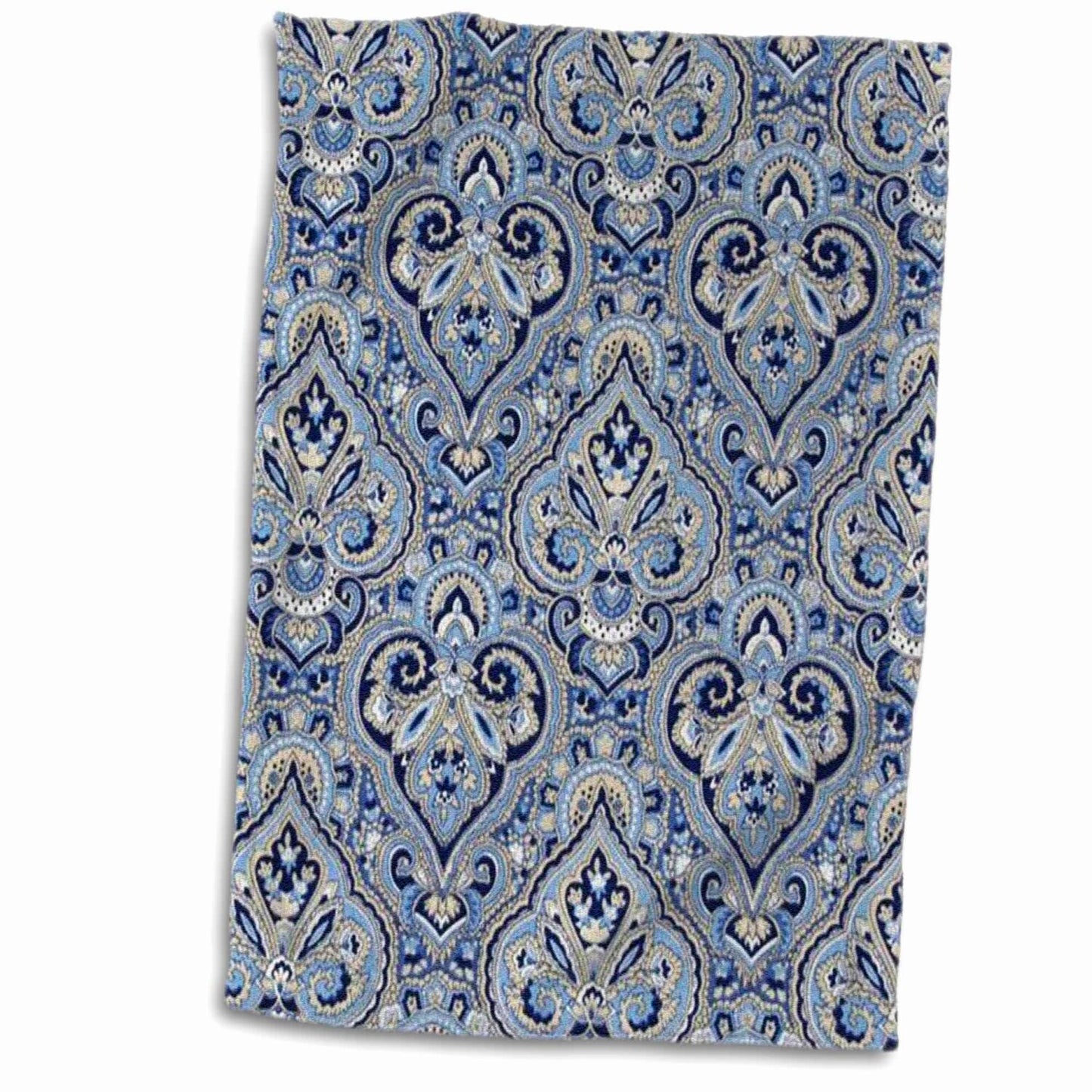 3D Rose French Paisley Blue Towel 15" x 22"