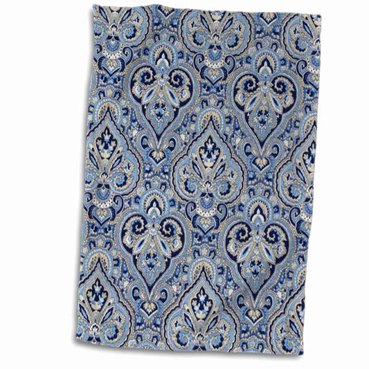 3D Rose French Paisley Blue Towel 15" x 22"