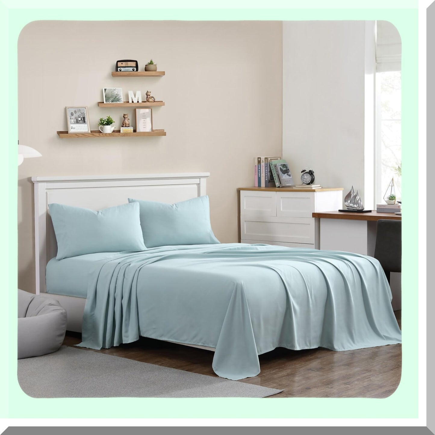 Luxury Blue Microfiber Dream Sheets - Ultra Soft Bedding Set with True Click Technology - Hypoallergenic, Wrinkle Resistant, Deep Pocket - Queen Size