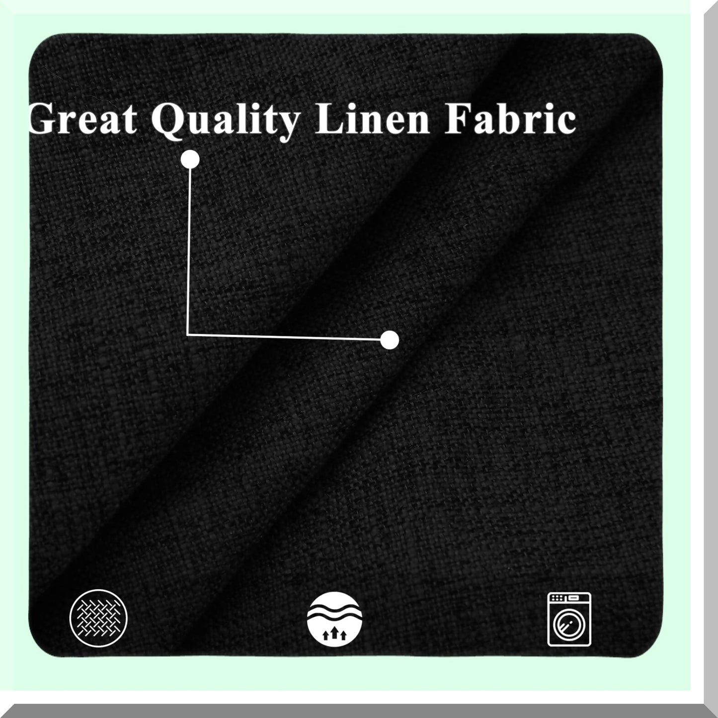 Rustic Linen Farmhouse Pillow Covers - Set of 2, Black Square Outdoor Throw Pillow Covers 22x22 with Stitched Edge for Couch, Sofa, Living Room