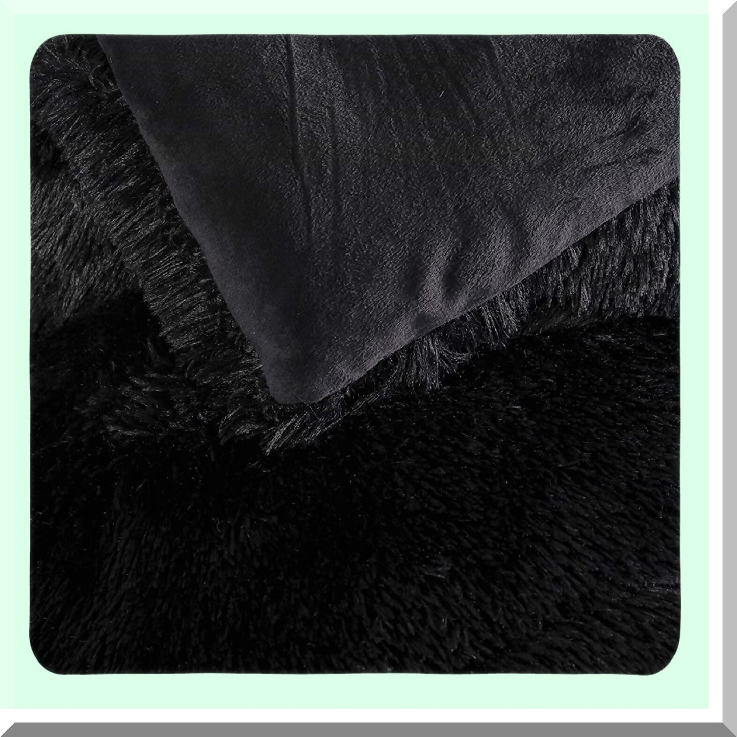 Luxury Plush Black Shaggy Comforter Set - Full/Queen Size Ultra Soft Flannel Velvet Bedding with Fluffy Fuzzy Texture - Includes 1 Comforter and 2 Pillowcases