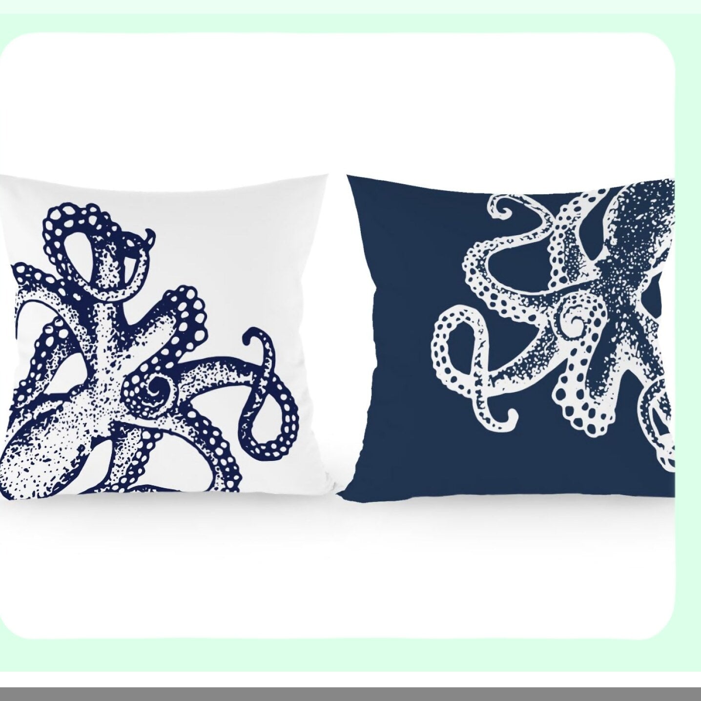 Oceanic Octopus Tentacle Decorative Pillow Covers - Set of 2 | Vintage Marine Sea Animals Cushion Cases for Home Decor | Perfect Gift for Octopus Lovers - 18x18 Inch