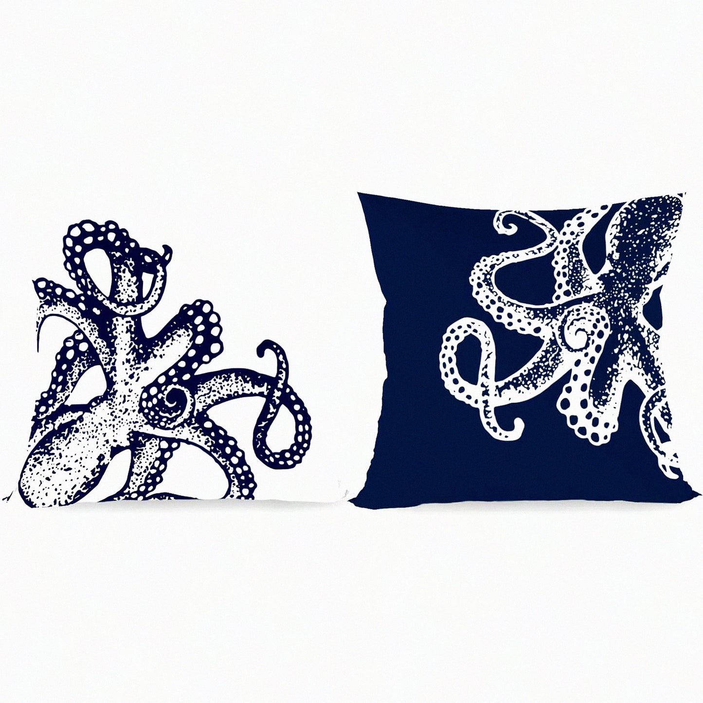 Oceanic Octopus Tentacle Decorative Pillow Covers - Set of 2 | Vintage Marine Sea Animals Cushion Cases for Home Decor | Perfect Gift for Octopus Lovers - 18x18 Inch
