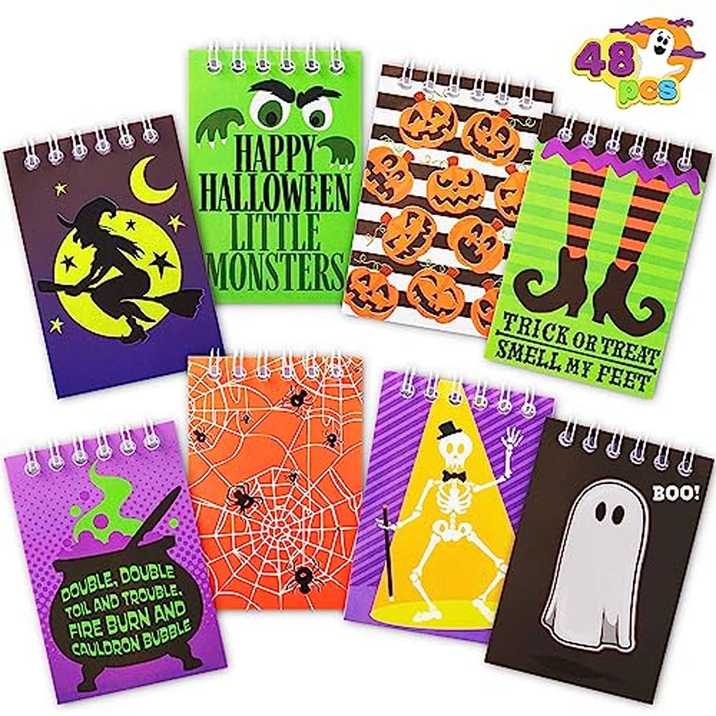 Spooky Notepad Set with 8 Designs for Kids and Parties
