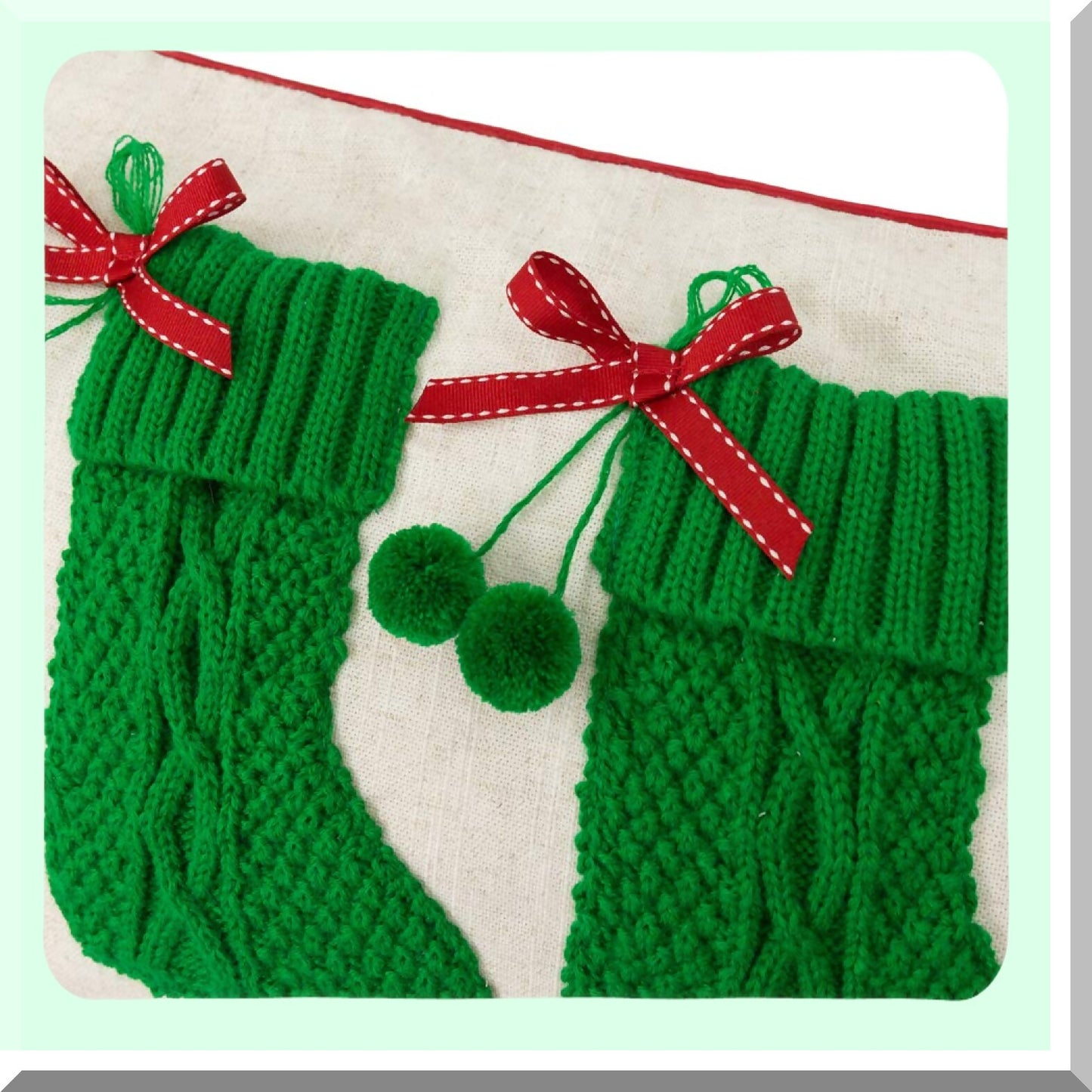 Holiday Cheer Cushion Cover - Festive Xmas Decor for Sofa Couch Bed - Christmas Stocking Pillowcase - 14 x 24 Inch Home Decoration