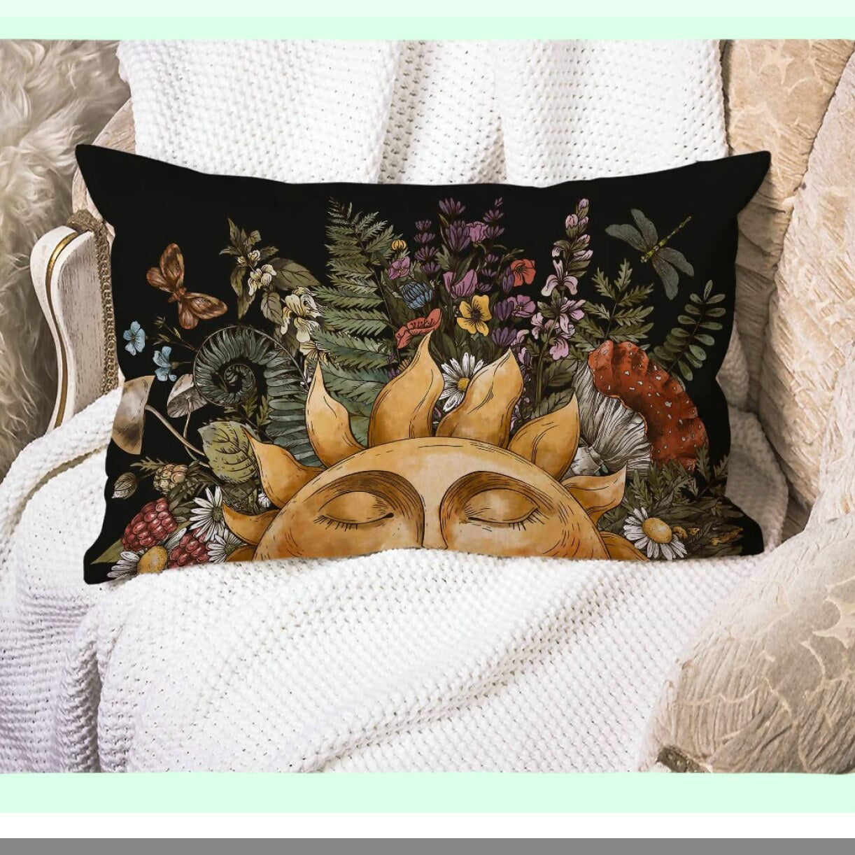 Rustic Sunbeam Forest Cotton Linen Lumbar Pillow Cover - Home Office Decor Rectangle 12x20 - Vintage Woodland Throw Cushion Case