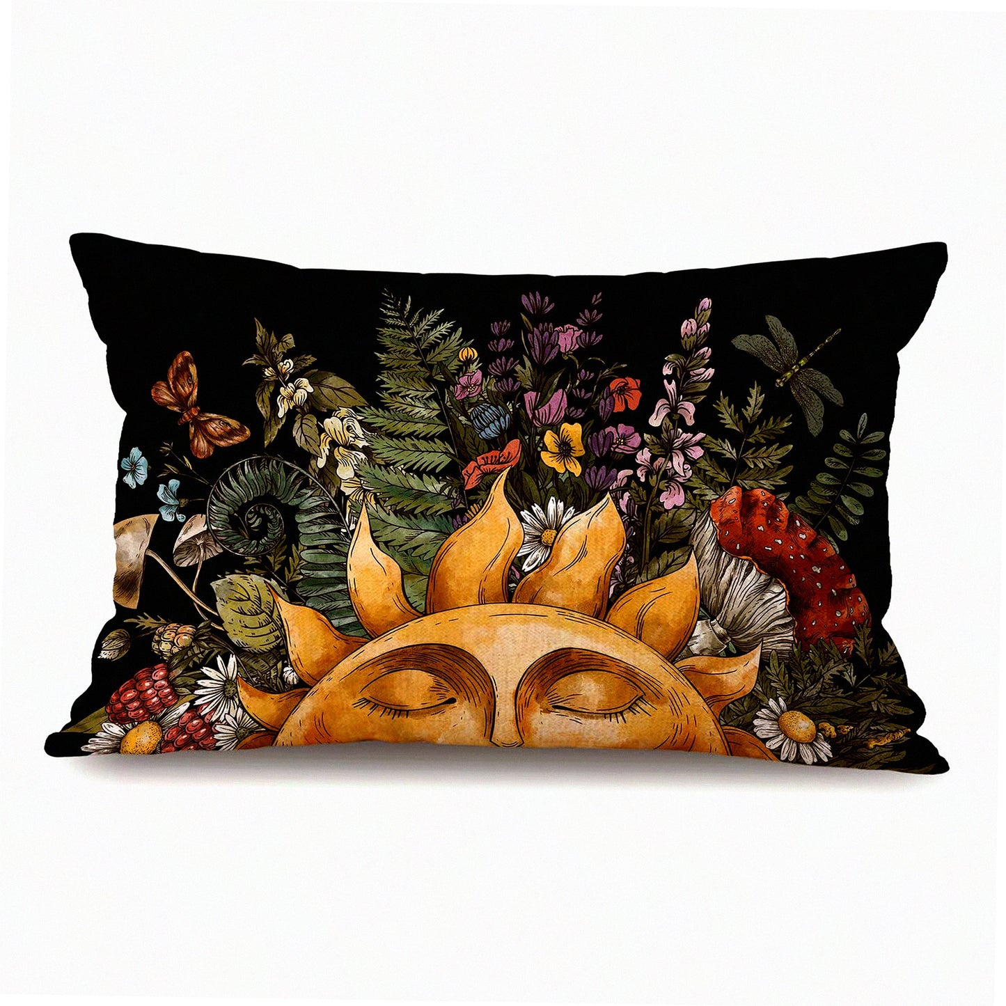 Rustic Sunbeam Forest Cotton Linen Lumbar Pillow Cover - Home Office Decor Rectangle 12x20 - Vintage Woodland Throw Cushion Case