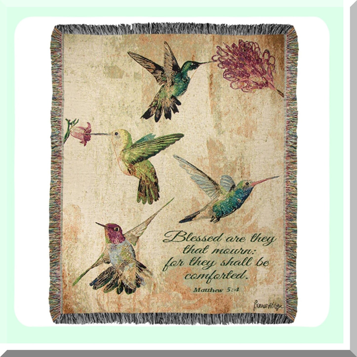 Hummingbird Haven Floral Tapestry Throw - 60-inch Cozy Verse Blanket