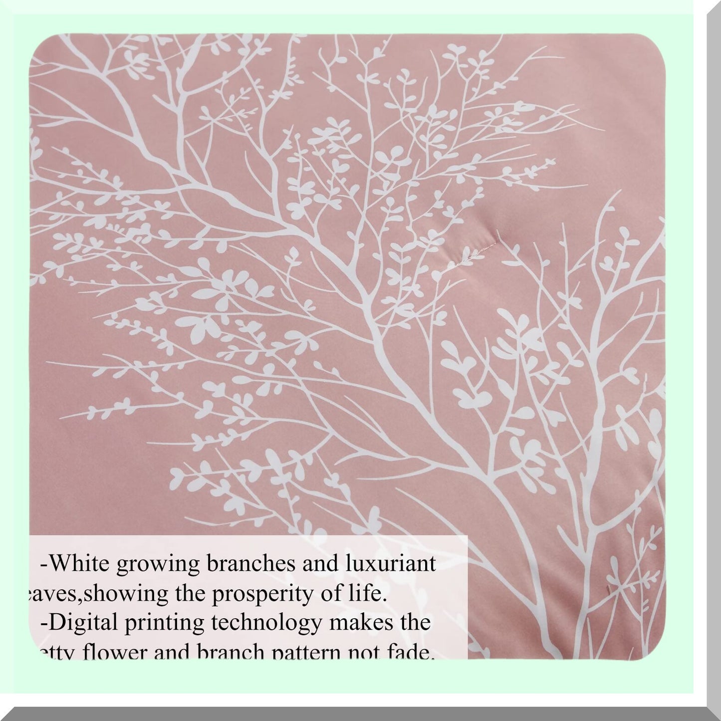 Floral Bliss 5-Piece Full Size Comforter Set - Girls Women Teens Bedding - Super Soft Microfiber Quilt Set - Botanical Pattern - Blush Bed in a Bag