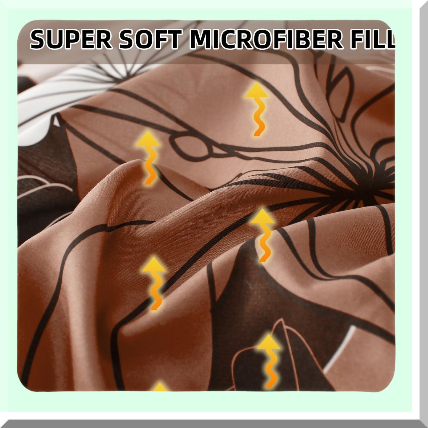 Luxury Floral Queen Bedding Set - 7 Piece Soft Microfiber Comforter & Sheets Bundle for Queen Size Bed - Lightweight Brown Floral Comforter Set