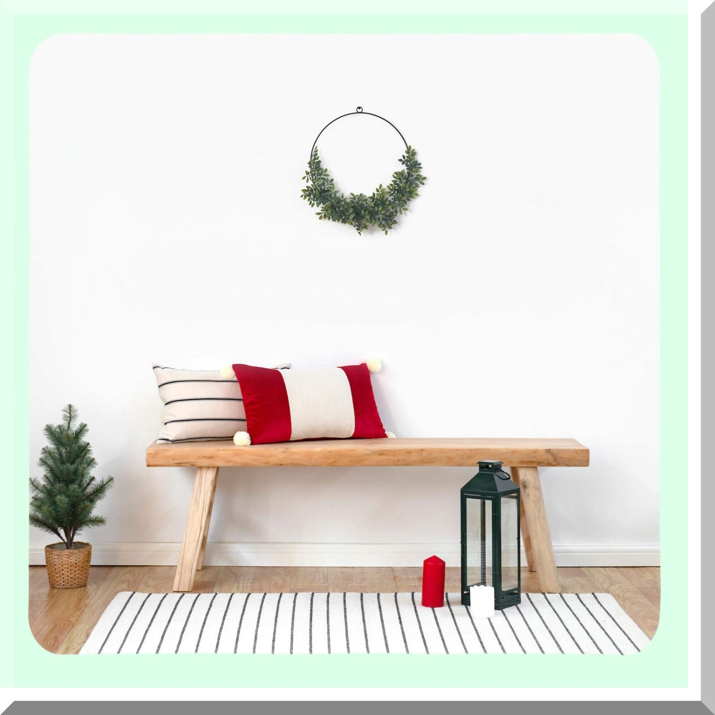 Striped Neutral Lumbar Pillow Cover - Mid Century Decor, Black Beige 12"x20"