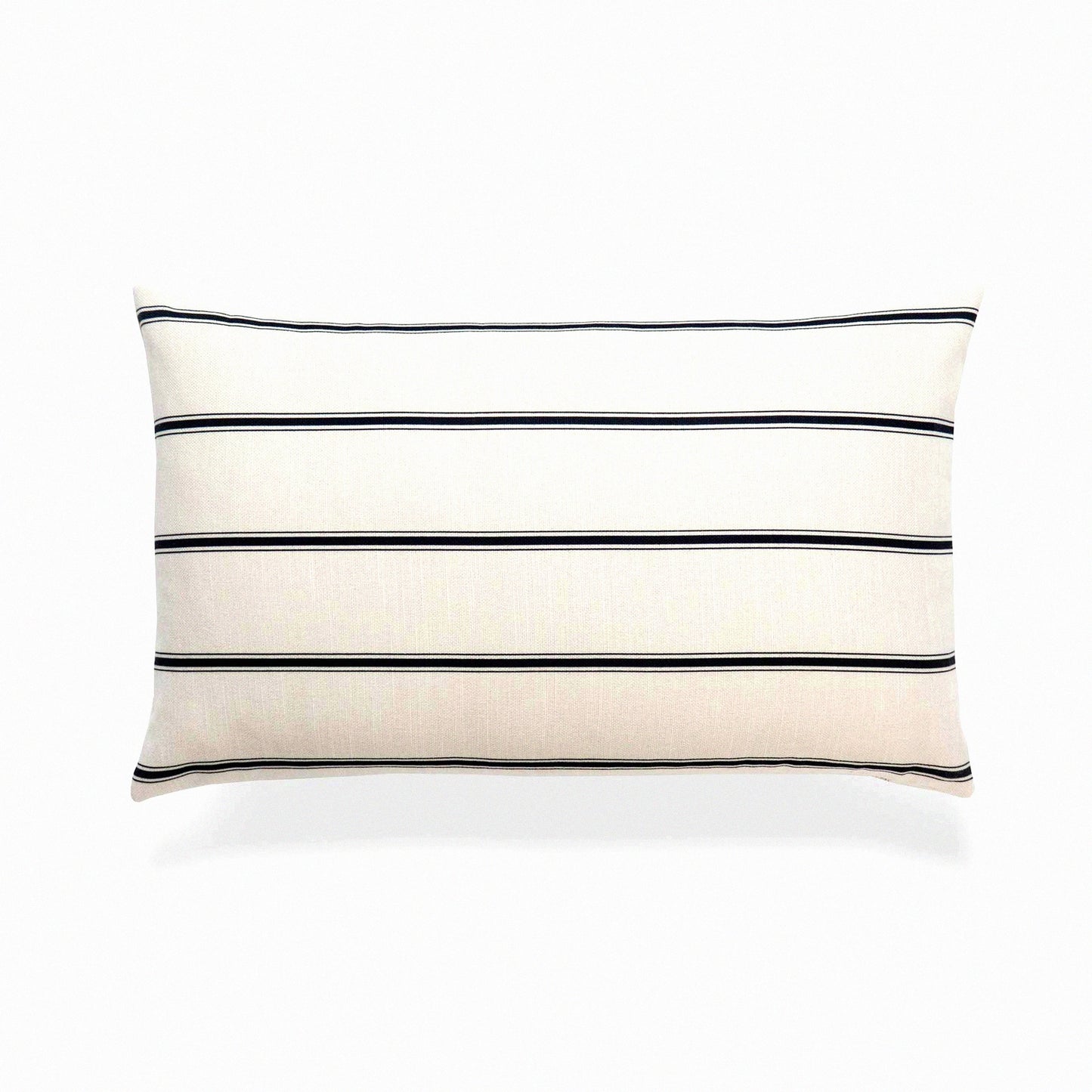 Striped Neutral Lumbar Pillow Cover - Mid Century Decor, Black Beige 12"x20"