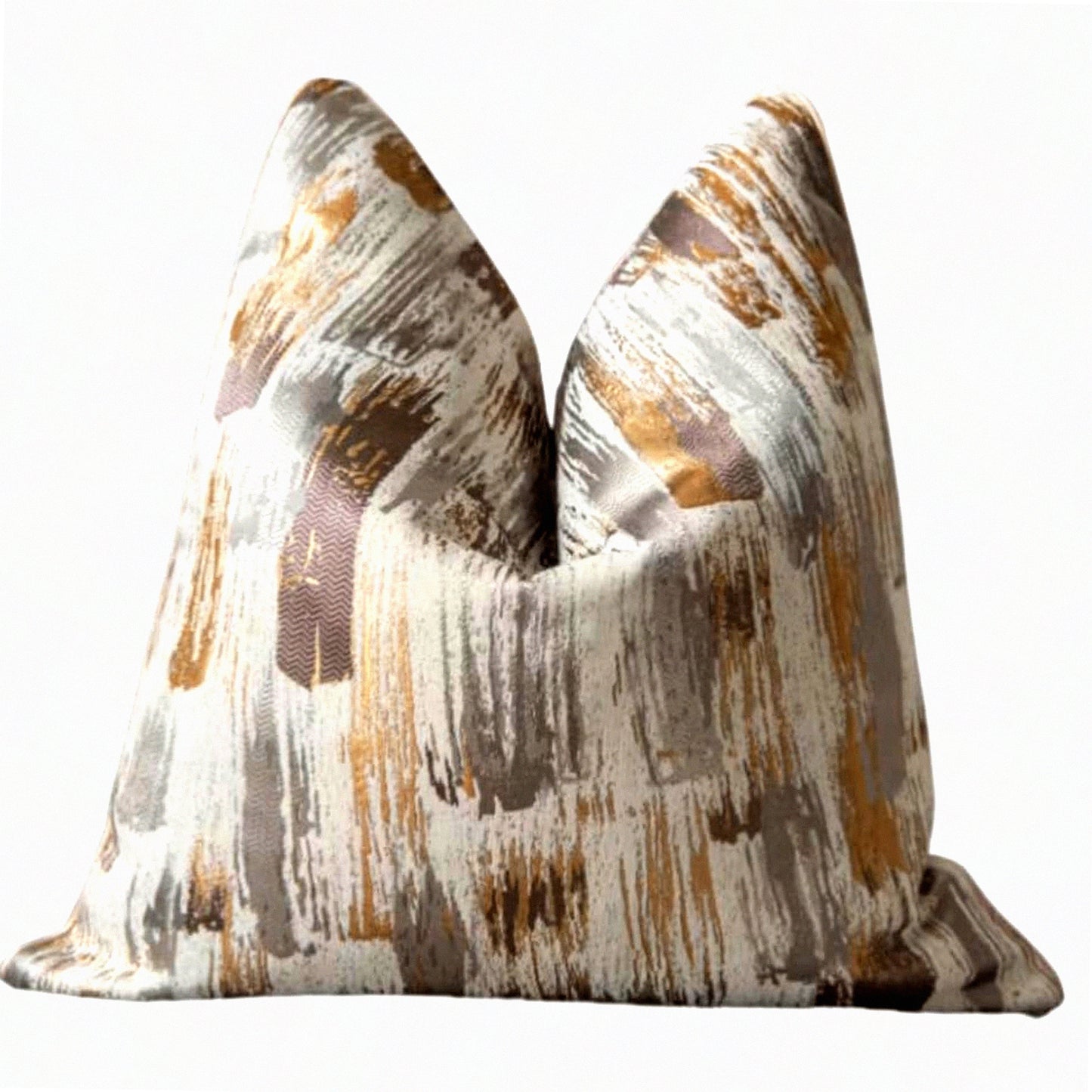 Abstract Colors Cushion Pillow Cover - Luxe Brown/Gold Collection - 18x18 Premium Design - Decorative Throw Pillow Case - Home Decor Accent