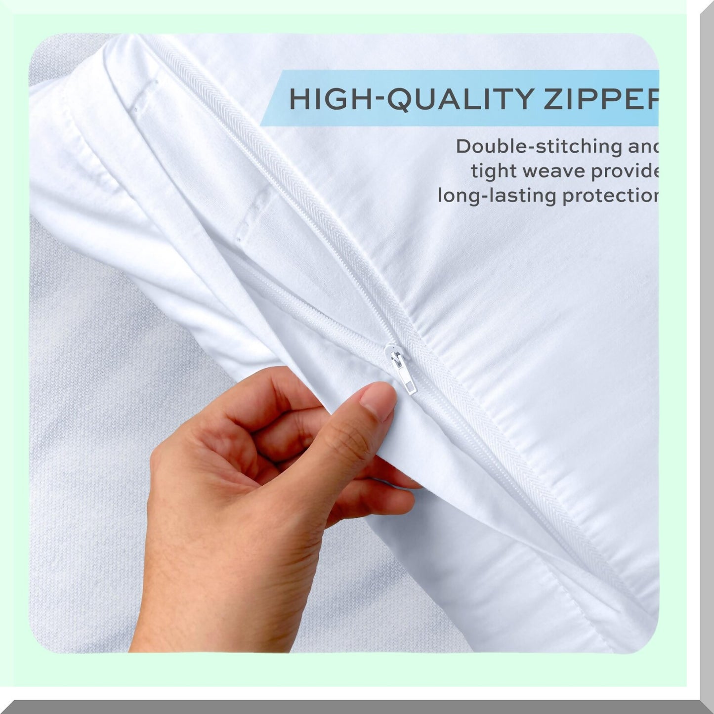 Luxury Zippered Pillowcase Set - Hotel Collection 200 Thread Count Soft Pillow Protectors - Quiet Zippered Pillow Covers - Set of 2 - Size