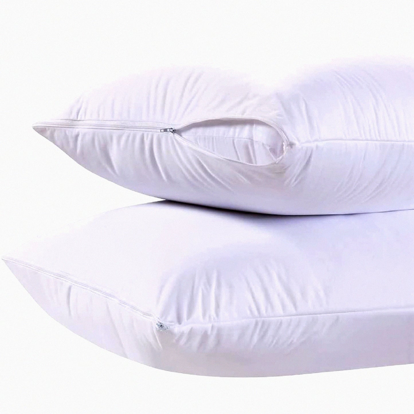 Luxury Zippered Pillowcase Set - Hotel Collection 200 Thread Count Soft Pillow Protectors - Quiet Zippered Pillow Covers - Set of 2 - Size