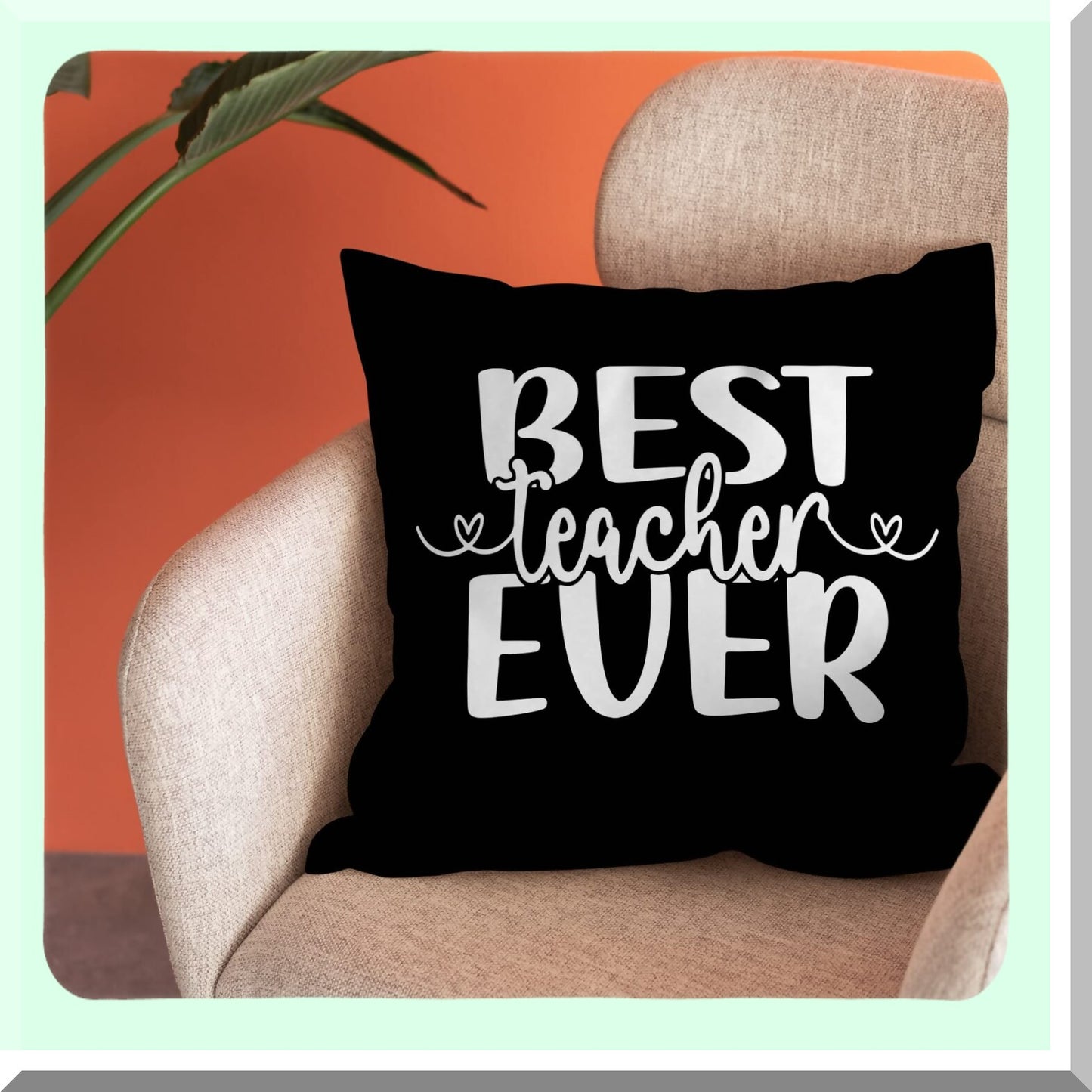 Teacher Appreciation Farmhouse Throw Pillow Cover - Graduation Gifts Decor for Home Office Sofa - Best Teacher Ever Decorative Pillowcase - 18 x 18 Inch Soft Living Room Decoration