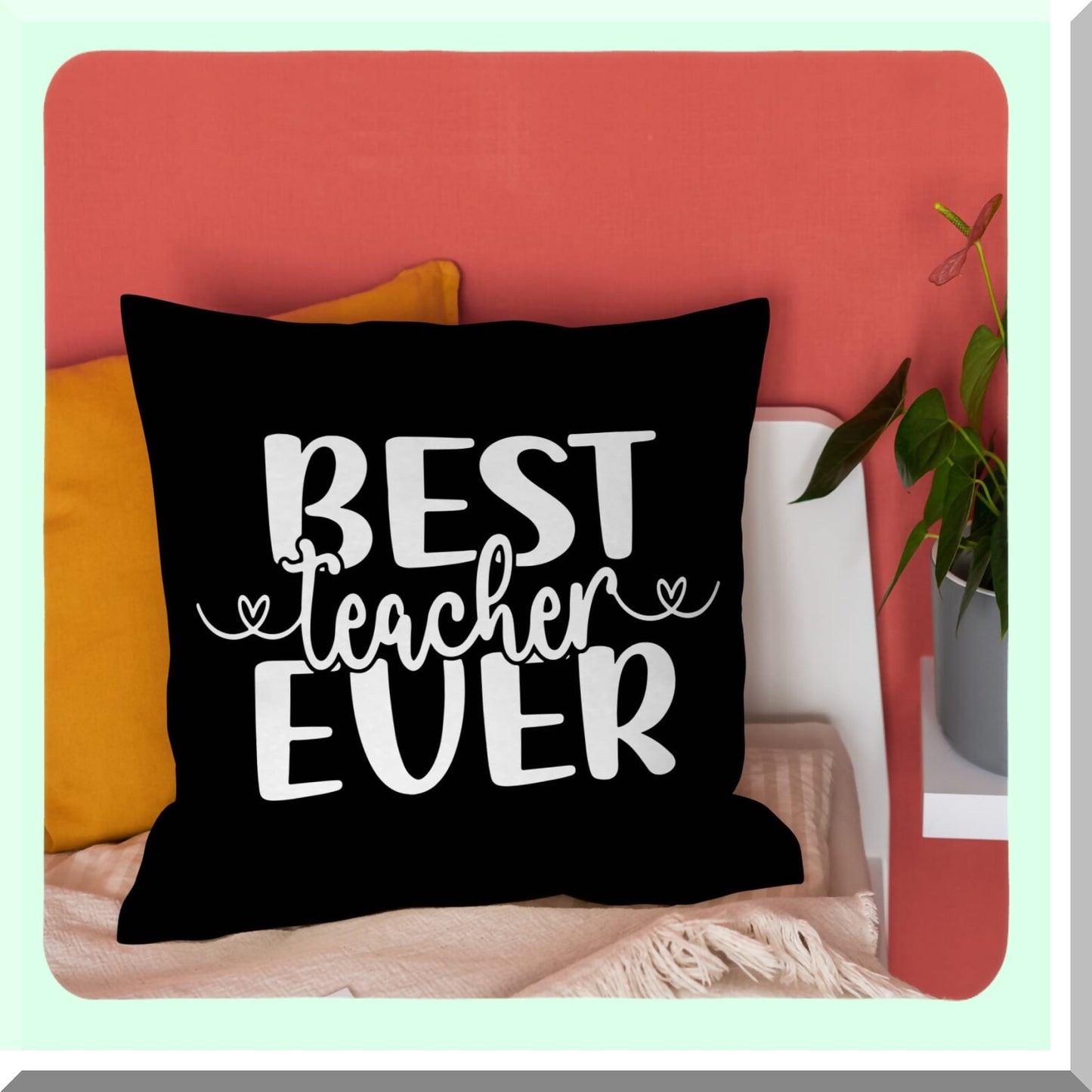 Teacher Appreciation Farmhouse Throw Pillow Cover - Graduation Gifts Decor for Home Office Sofa - Best Teacher Ever Decorative Pillowcase - 18 x 18 Inch Soft Living Room Decoration