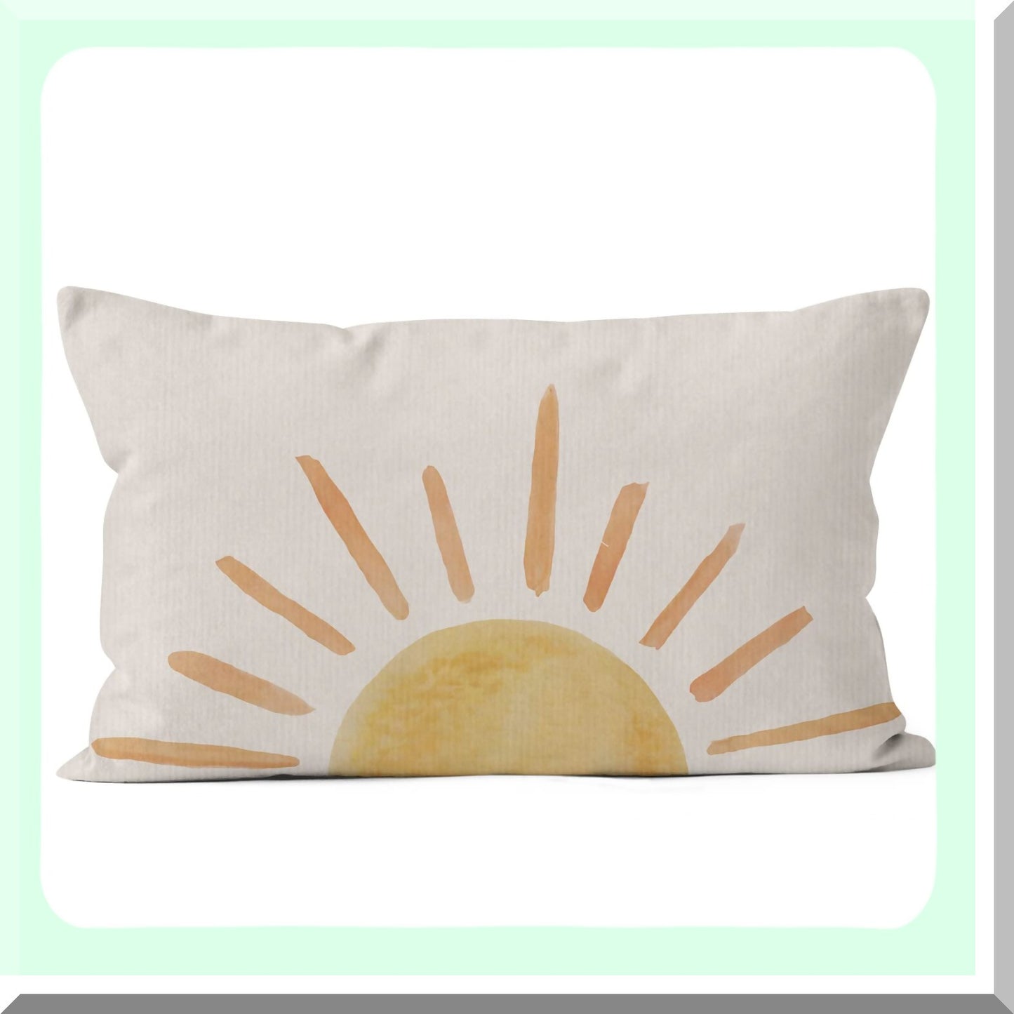 Sunshine Boho Lumbar Pillow Cover - Decorative Sun Throw Pillowcase for Home Decor - 12 x 20 Inch Orange - Clroom Nursery Dorm Theme