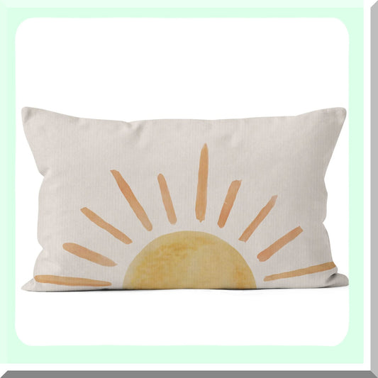 Sunshine Boho Lumbar Pillow Cover - Decorative Sun Throw Pillowcase for Home Decor - 12 x 20 Inch Orange - Clroom Nursery Dorm Theme