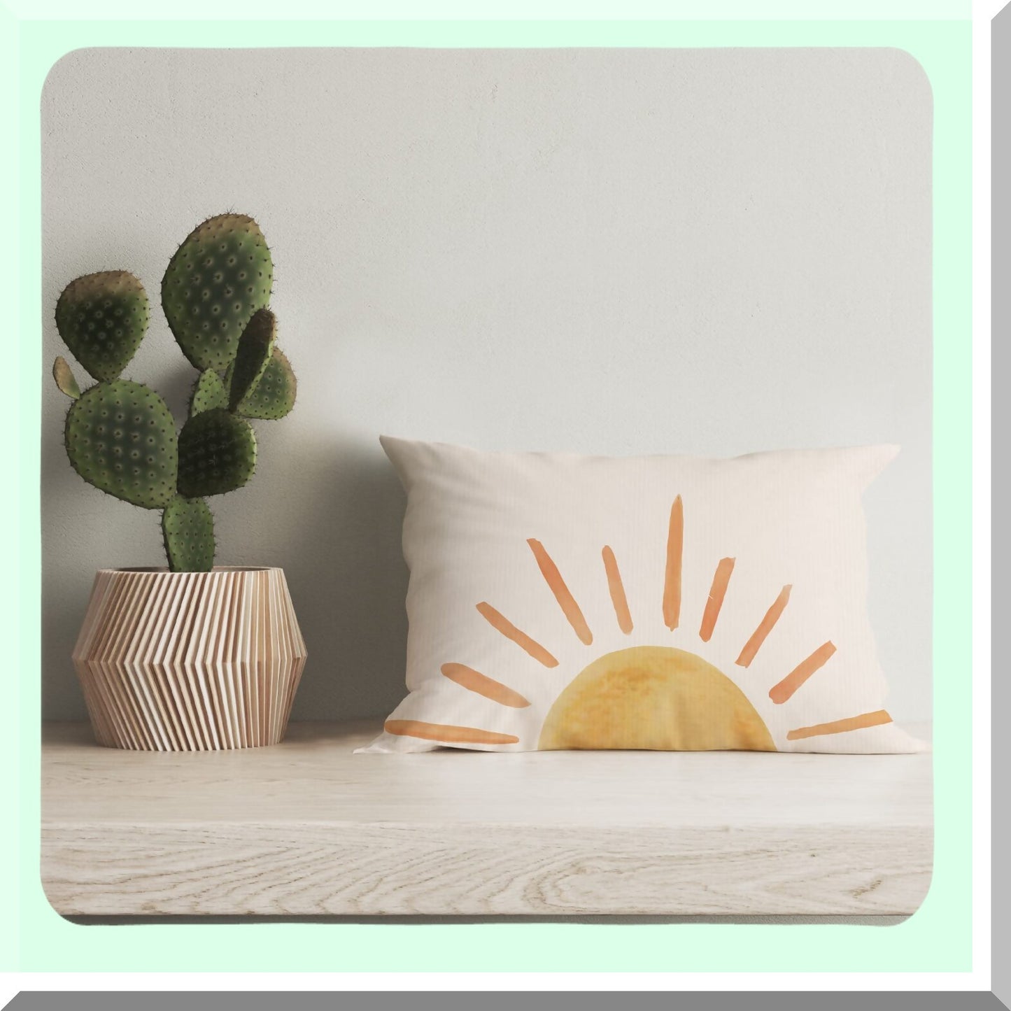 Sunshine Boho Lumbar Pillow Cover - Decorative Sun Throw Pillowcase for Home Decor - 12 x 20 Inch Orange - Clroom Nursery Dorm Theme