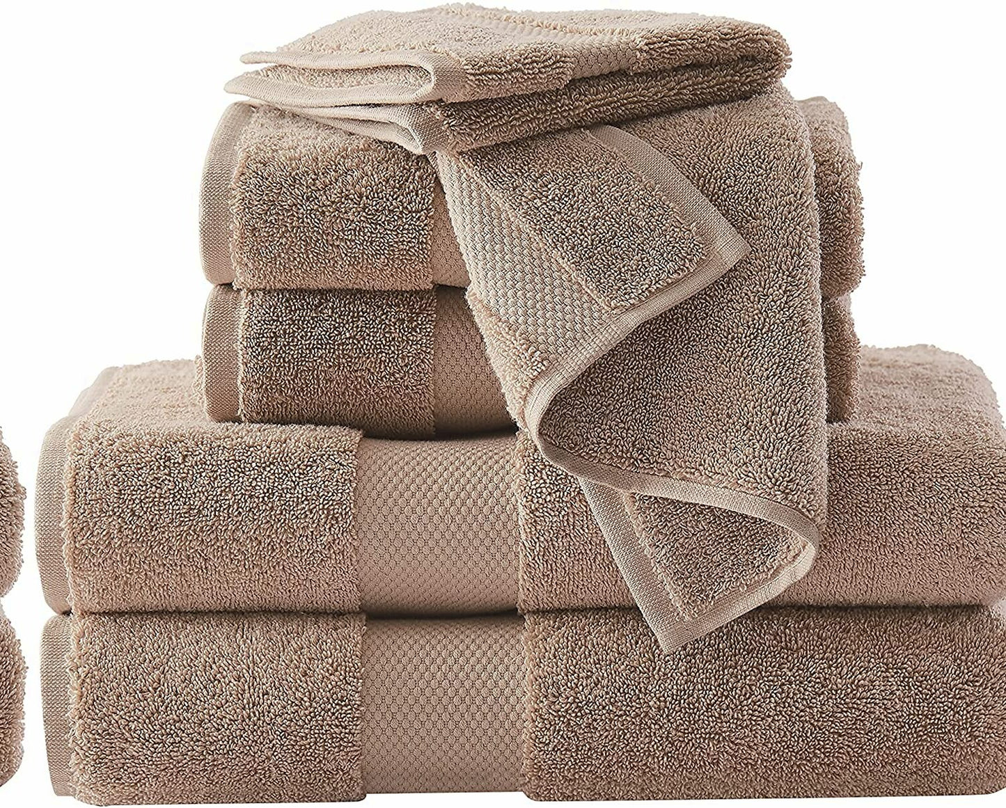 Solid Turkish Cotton 6-Piece Towel Set Khaki