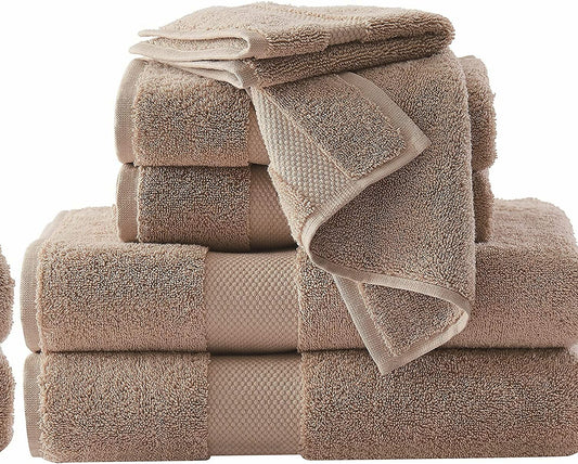 Solid Turkish Cotton 6-Piece Towel Set Khaki