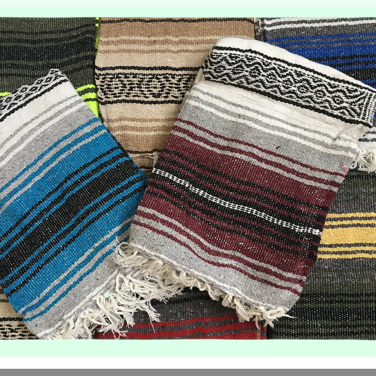 ZenWeave Mexican Falsa Yoga Blanket - Handwoven Serape Throw in Assorted Colors - 6'X4' - Authentic Boho Meditation Mat for Relaxation & Stretching