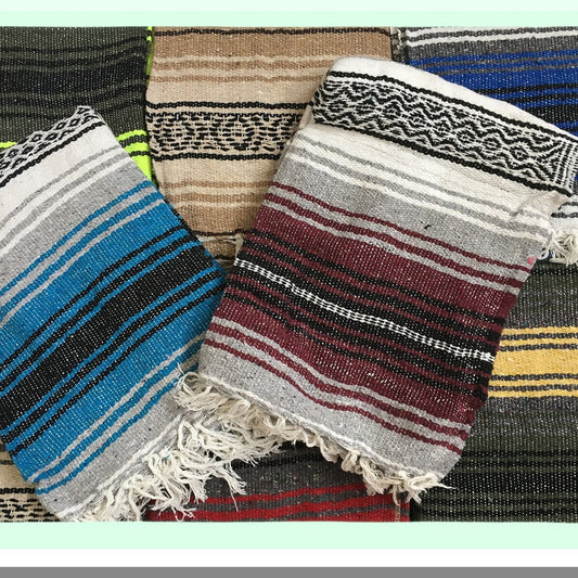 ZenWeave Mexican Falsa Yoga Blanket - Handwoven Serape Throw in Assorted Colors - 6'X4' - Authentic Boho Meditation Mat for Relaxation & Stretching