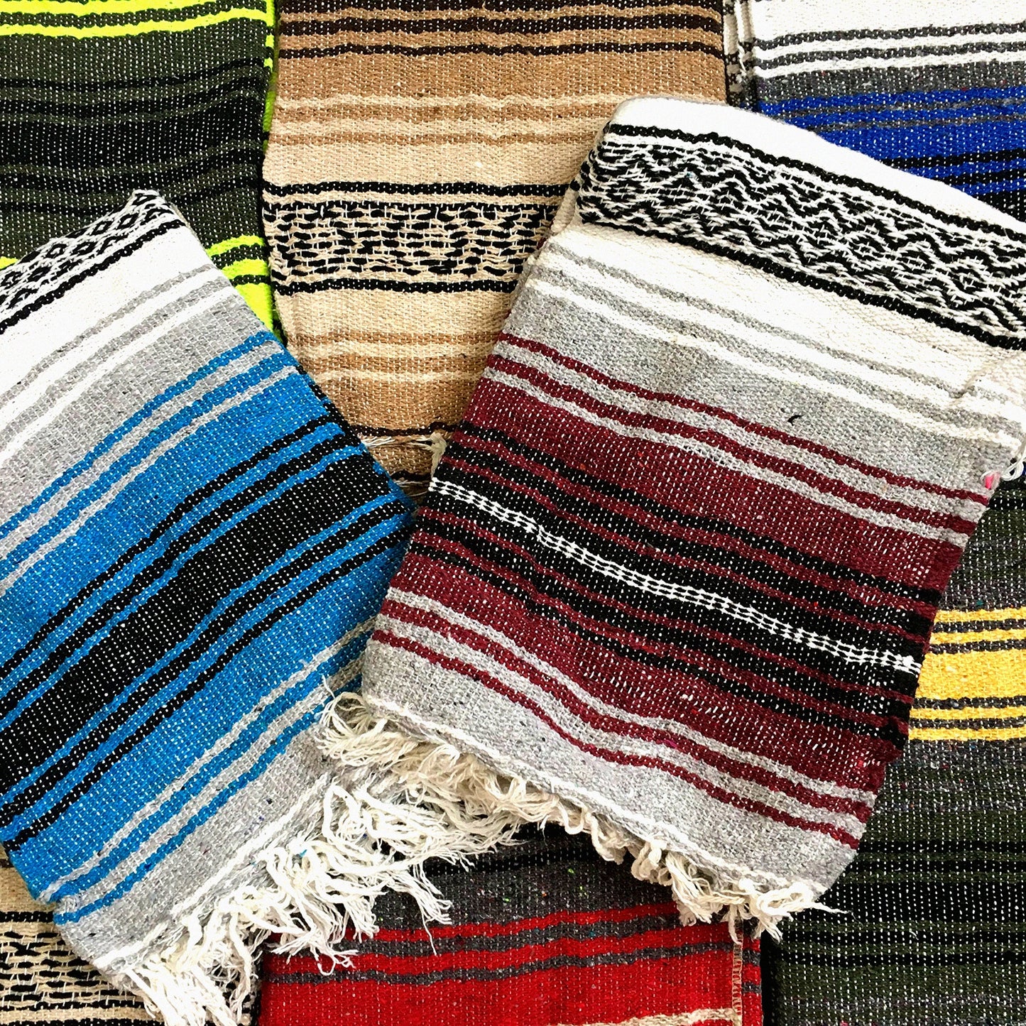 ZenWeave Mexican Falsa Yoga Blanket - Handwoven Serape Throw in Assorted Colors - 6'X4' - Authentic Boho Meditation Mat for Relaxation & Stretching