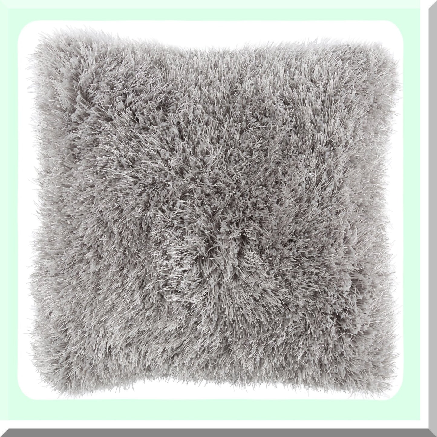 Luxury Plush Shag Square Pillow - Glam Decor Cushion for Bedroom, Living Room, or Dorm - Oversized Grey Throw Pillow