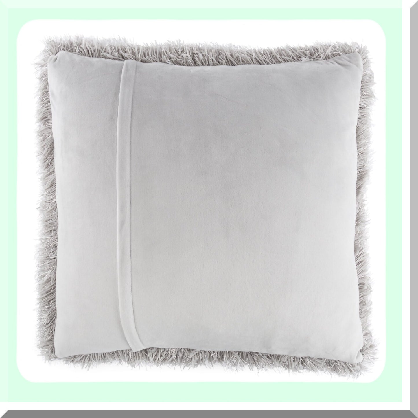 Luxury Plush Shag Square Pillow - Glam Decor Cushion for Bedroom, Living Room, or Dorm - Oversized Grey Throw Pillow