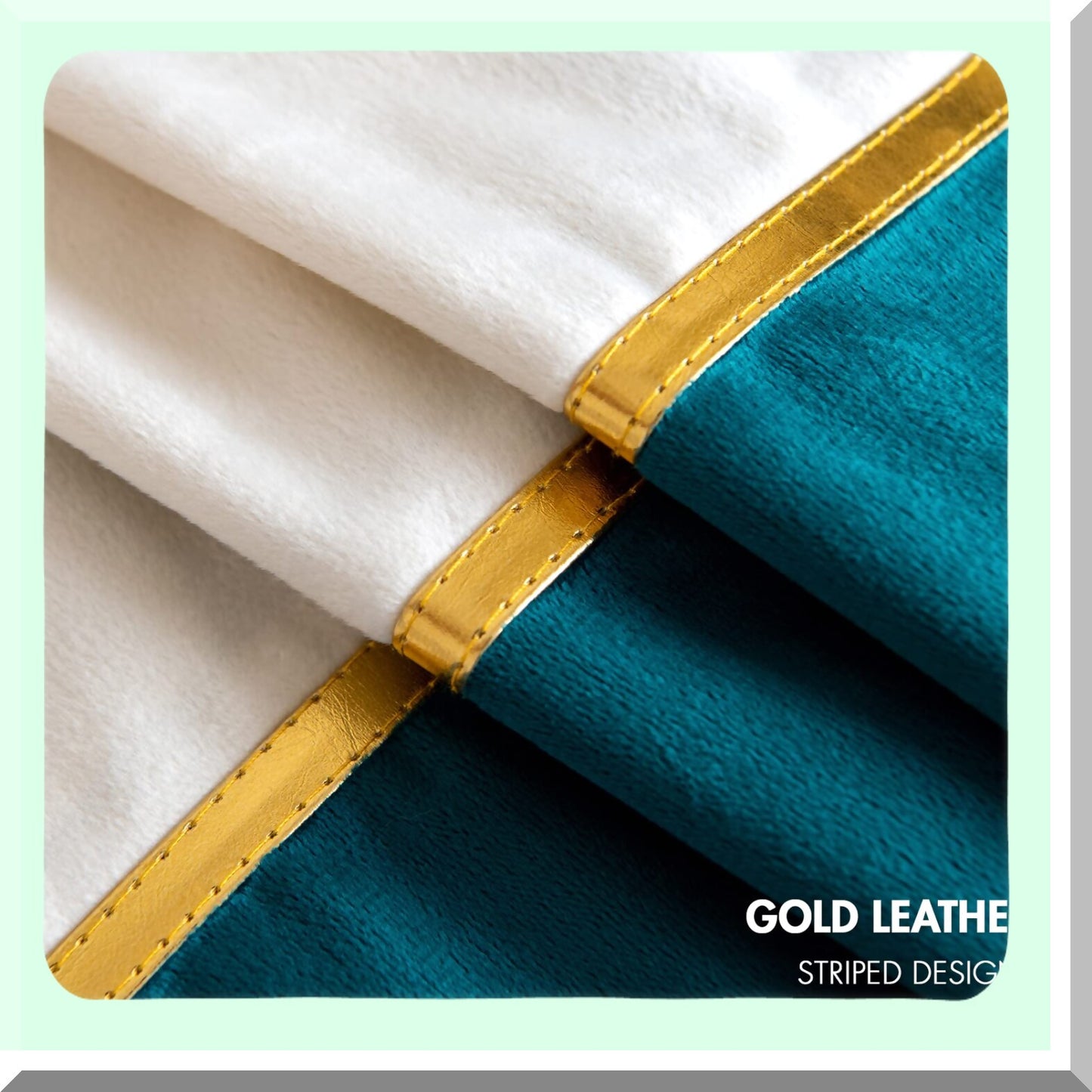 Luxury Velvet Gold Leather Patchwork Pillow Covers - Set of 2 | Soft Square Cushion Cases for Couch, Sofa, Bed, Chair | Decorative Solid Teal Green 20x20 Inch - Living Room Decor