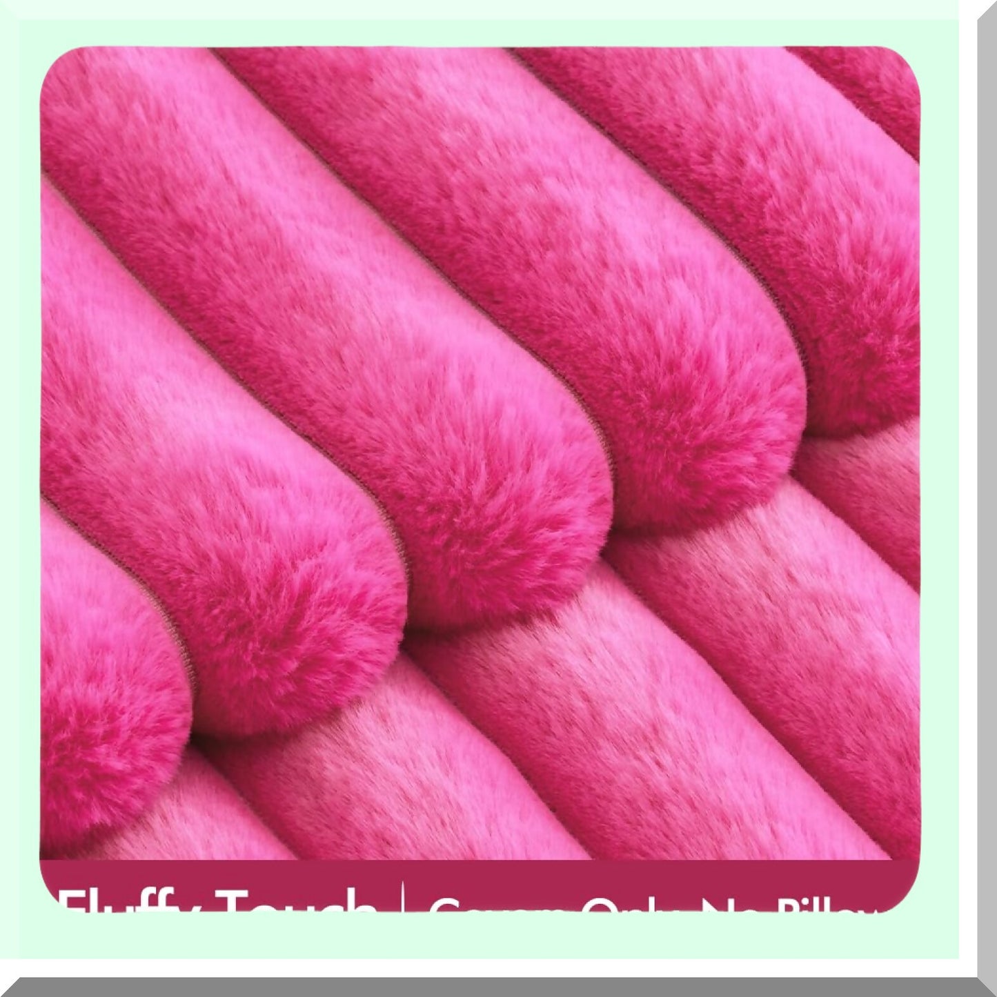 Fuzzy Striped Velvet Rabbit Pillowcase Set - Hot Pink 18x18 Inch Decorative Cushion Covers for Couch Sofa Bedroom Livingroom - Soft Home Decor