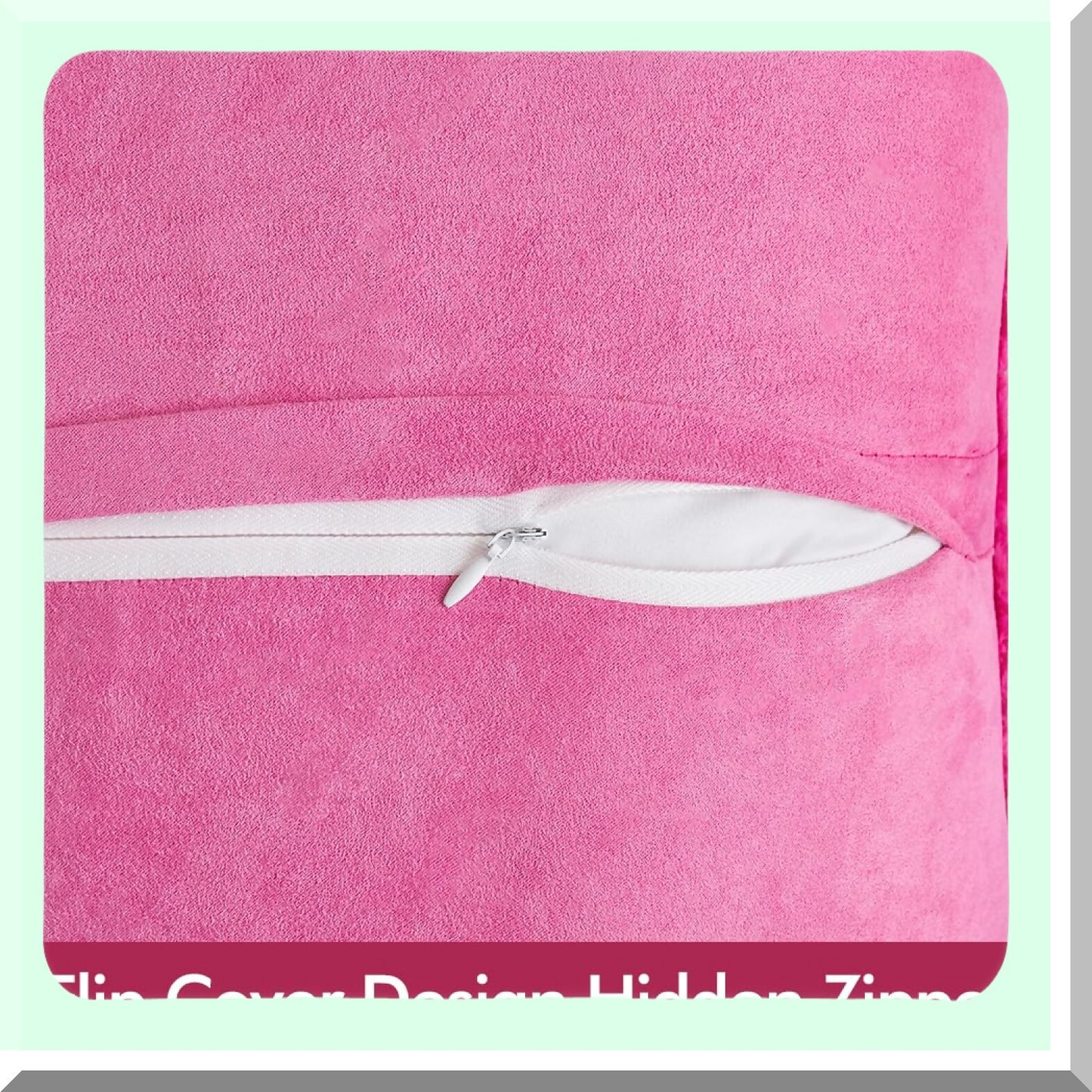 Fuzzy Striped Velvet Rabbit Pillowcase Set - Hot Pink 18x18 Inch Decorative Cushion Covers for Couch Sofa Bedroom Livingroom - Soft Home Decor