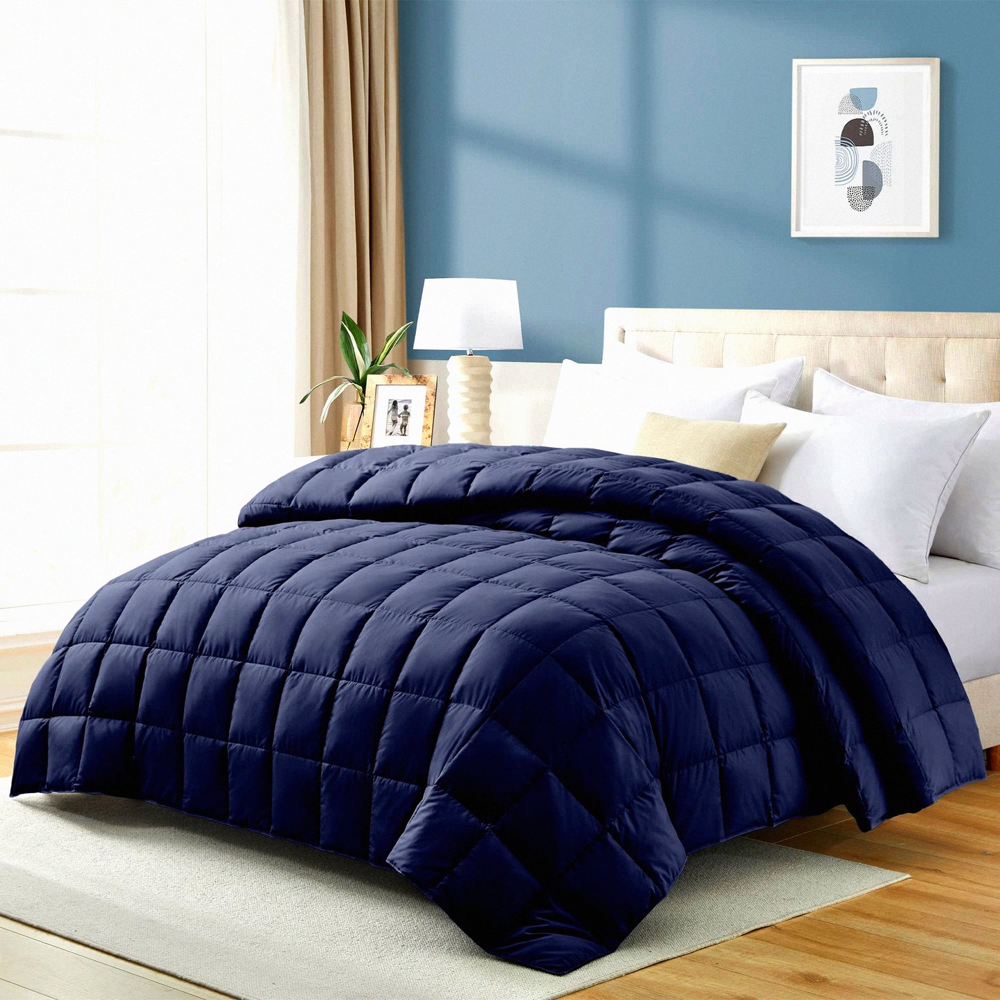 Navy Comfort Down Blanket - Queen Size Lightweight Throw for Bed & Couch, Indoor & Outdoor Use - Soft, Warm & Fluffy - 90" x 88"